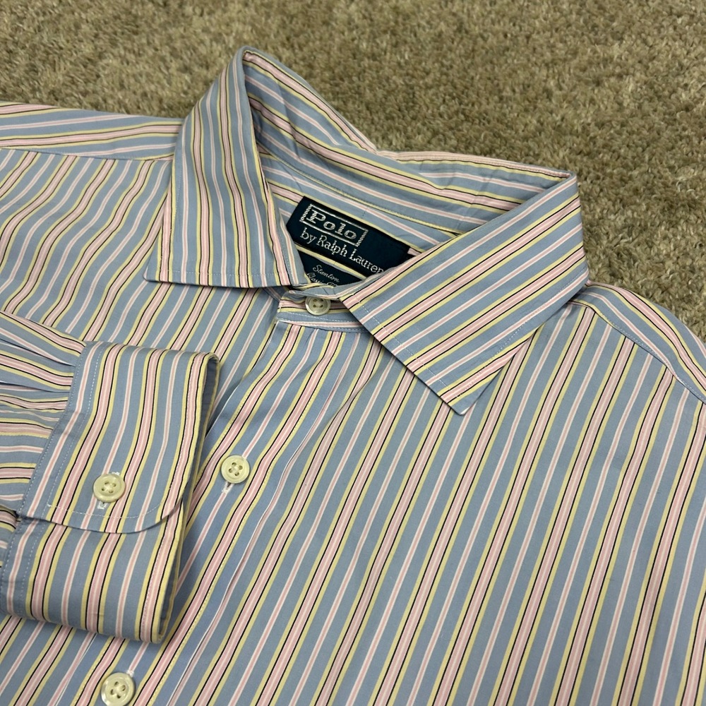 Polo Ralph Lauren Button Down Stanton Classic Fit XL Blue Pink Striped Shirt